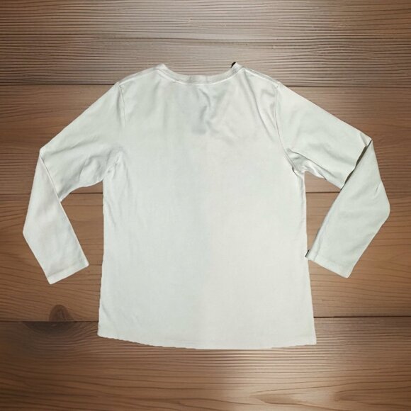 MM Lafleur Top Women’s Medium Off White Cream Soft Pima Cotton Long Sleeve Tee - Picture 7 of 10